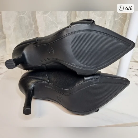 A New Day Black Heeled Boots with Silver Zipper & Buckle Detail Memory Foam - Picture 4 of 6